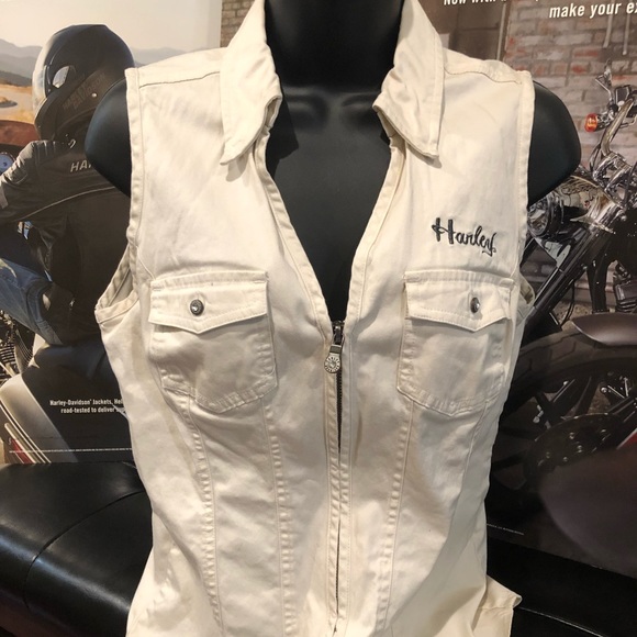 Harley-Davidson Tops - Harley-Davidson ZipperVest Shirt embroiled/Stones